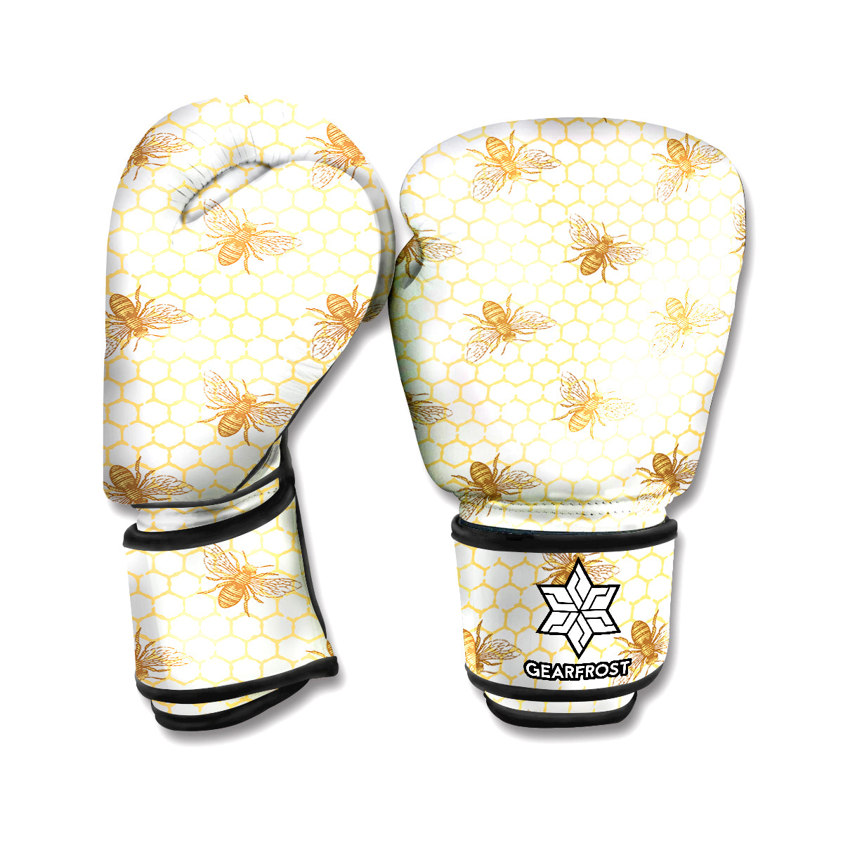 Honey Bee Hive Pattern Print Boxing Gloves