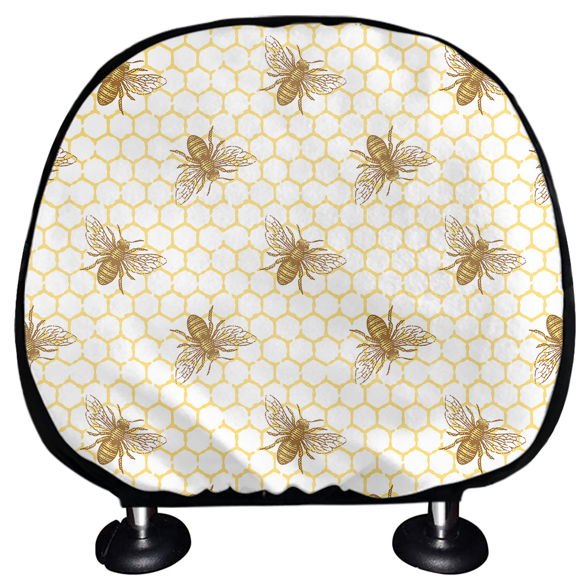 Honey Bee Hive Pattern Print Car Headrest Covers