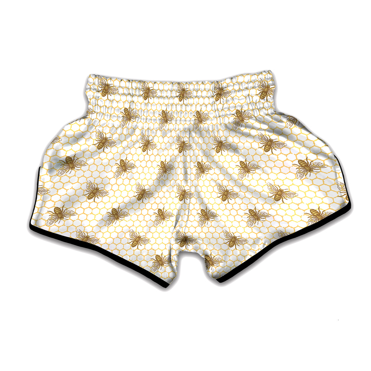 Honey Bee Hive Pattern Print Muay Thai Boxing Shorts