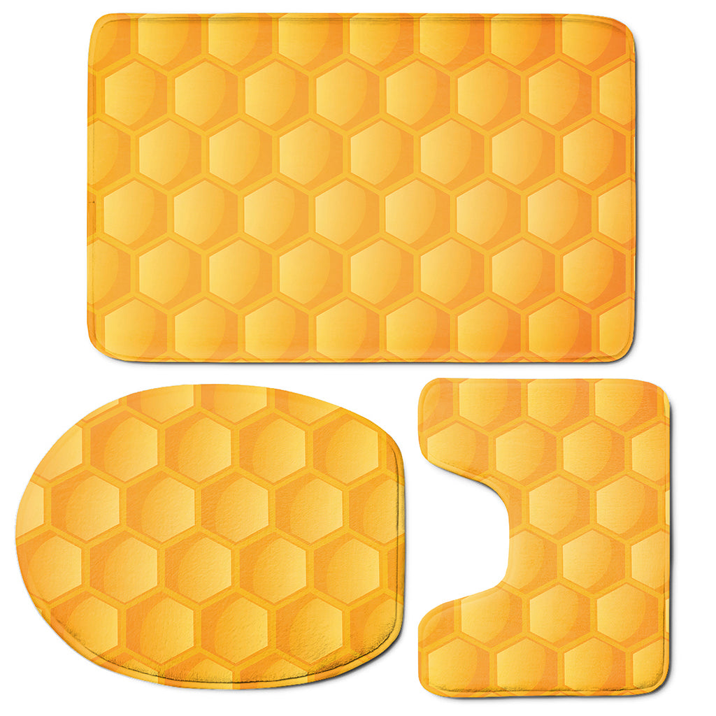 Honeycomb Pattern Print 3 Piece Bath Mat Set