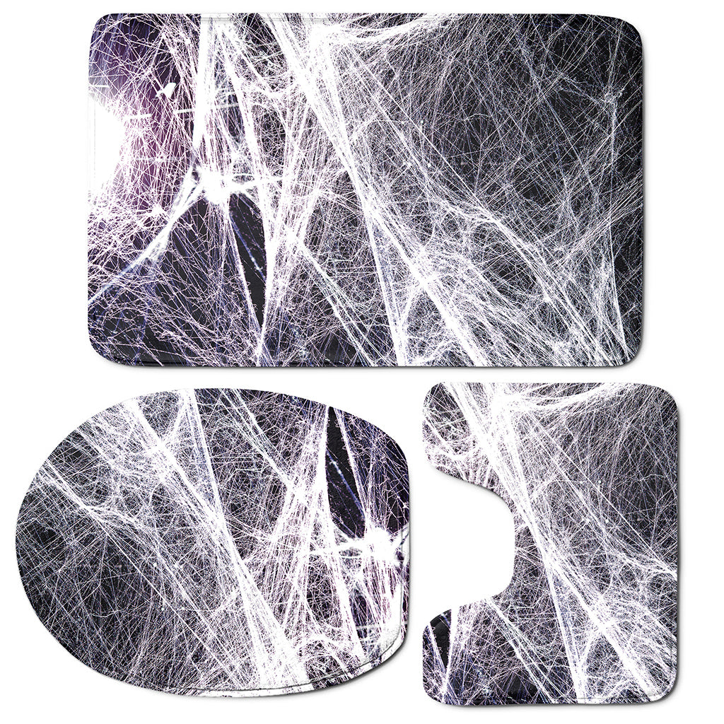 Horror Cobweb Print 3 Piece Bath Mat Set