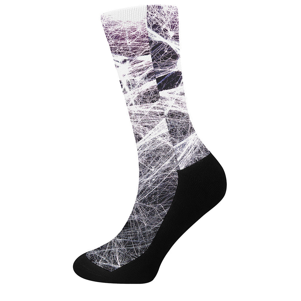 Horror Cobweb Print Crew Socks