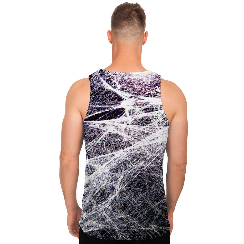 Horror Cobweb Print Men's Tank Top