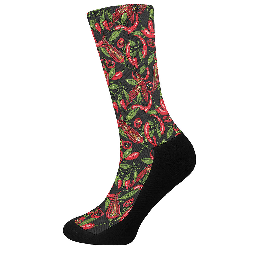 Hot Chili Peppers Pattern Print Crew Socks