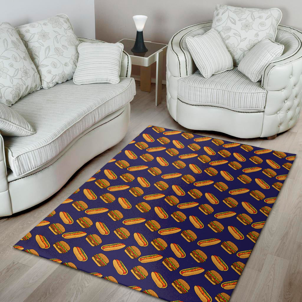 Hot Dog And Hamburger Pattern Print Area Rug