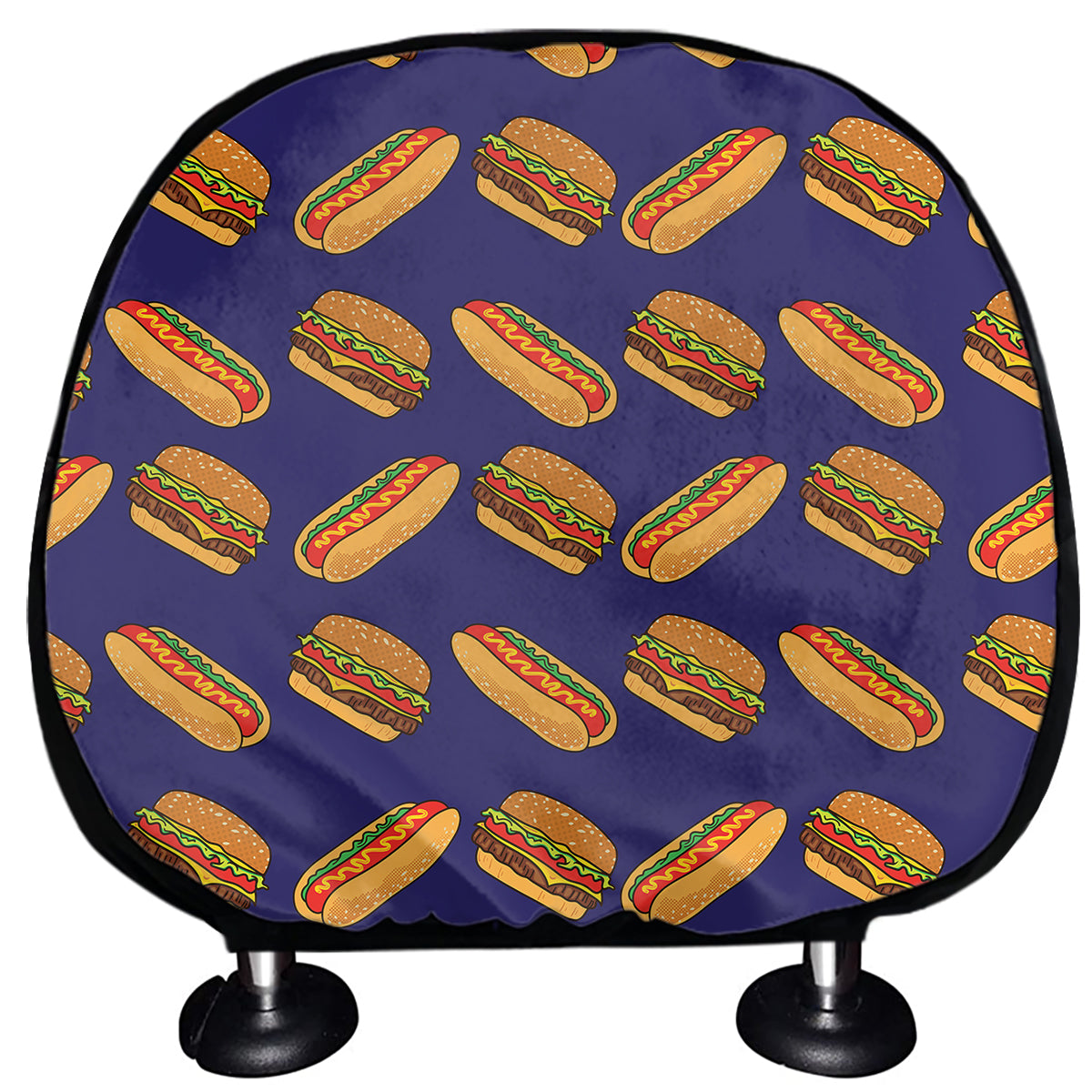 Hot Dog And Hamburger Pattern Print Car Headrest Covers