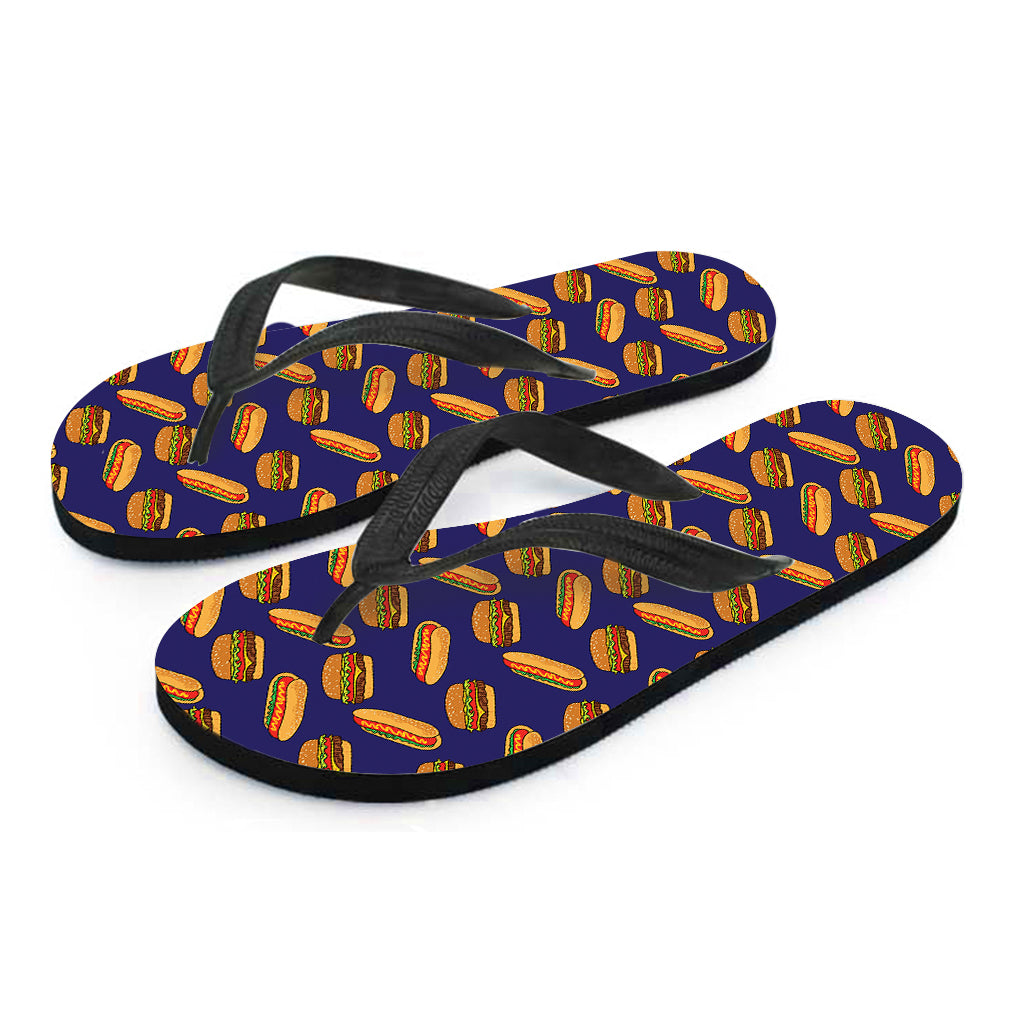 Hot Dog And Hamburger Pattern Print Flip Flops