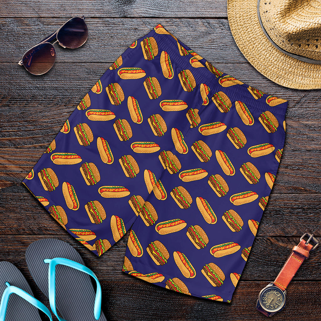 Hot Dog And Hamburger Pattern Print Men's Shorts
