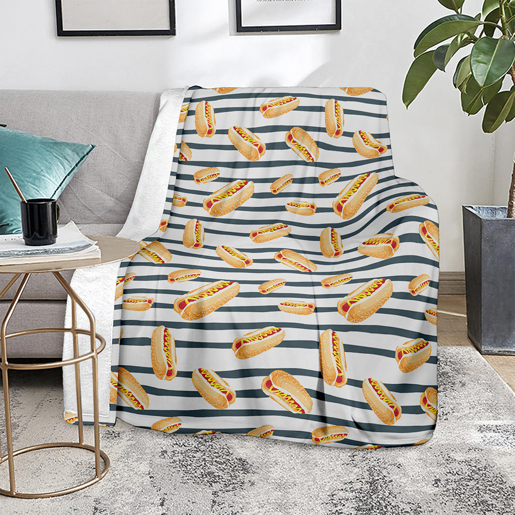 Hot Dog Striped Pattern Print Blanket