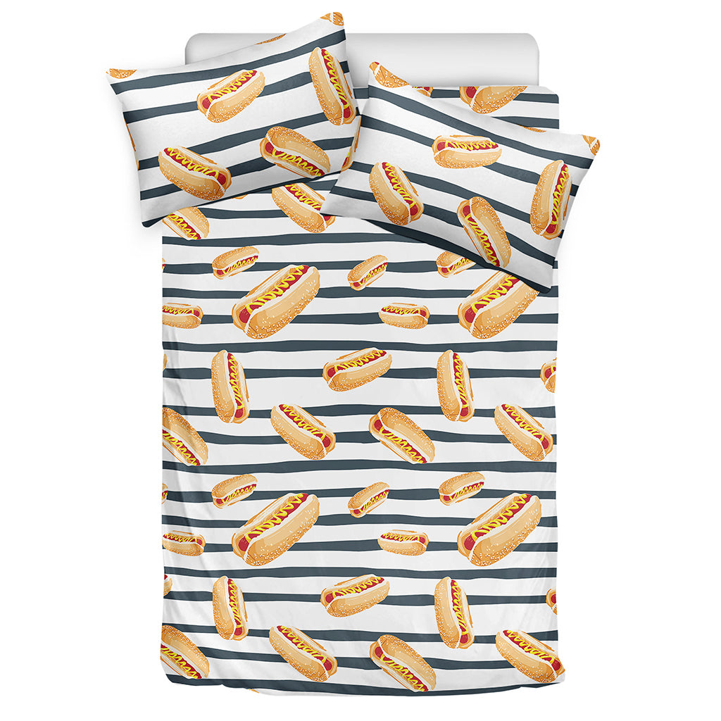 Hot Dog Striped Pattern Print Duvet Cover Bedding Set