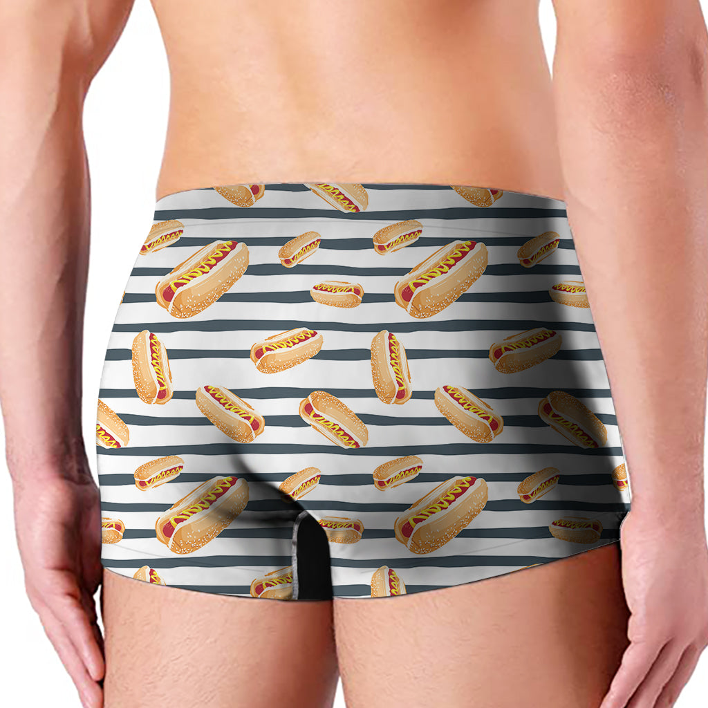 Hot Dog Striped Pattern Print Men's Boxer Briefs