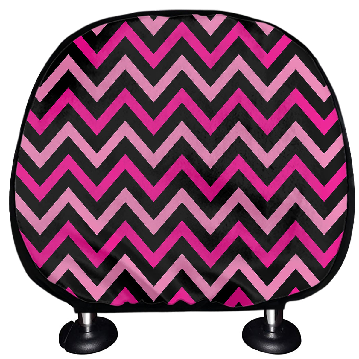 Hot Pink And Black Chevron Pattern Print Car Headrest Covers