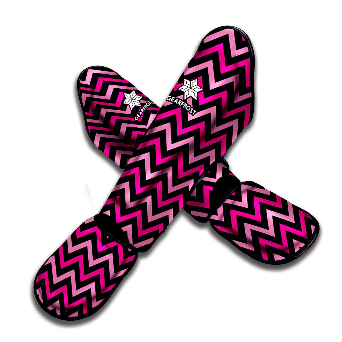 Hot Pink And Black Chevron Pattern Print Muay Thai Shin Guard