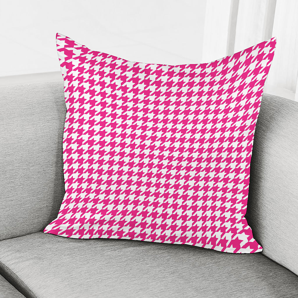 Hot Pink And White Houndstooth Print Pillow Cover