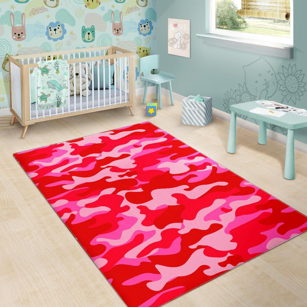Hot Pink Camouflage Print Area Rug GearFrost