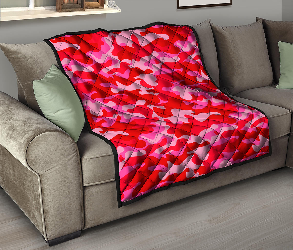 Hot Pink Camouflage Print Quilt