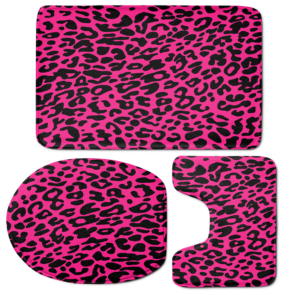 Hot Pink Leopard Print 3 Piece Bath Mat Set