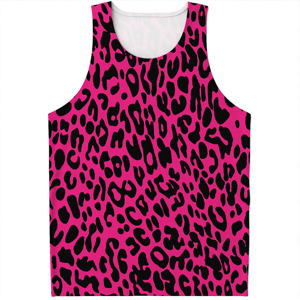 Hot Pink Leopard Print Men's Tank Top