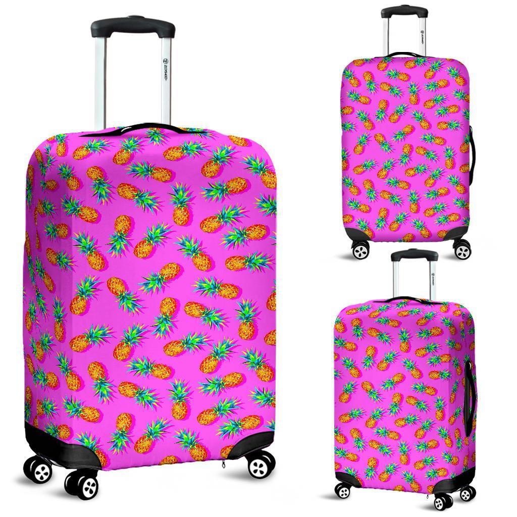 Hot Pink Pineapple Pattern Print Luggage Cover GearFrost