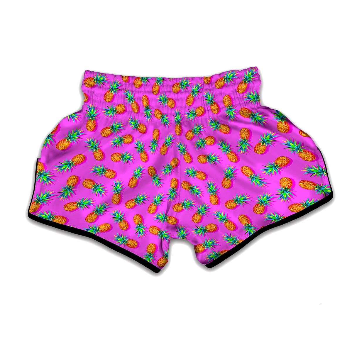 Hot Pink Pineapple Pattern Print Muay Thai Boxing Shorts