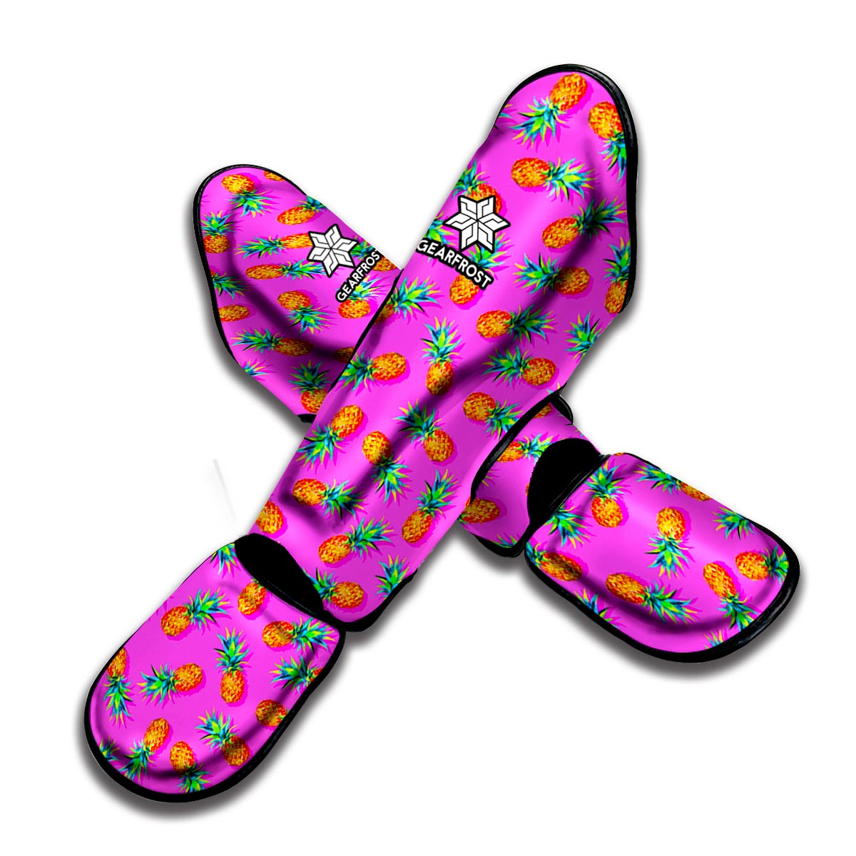 Hot Pink Pineapple Pattern Print Muay Thai Shin Guard