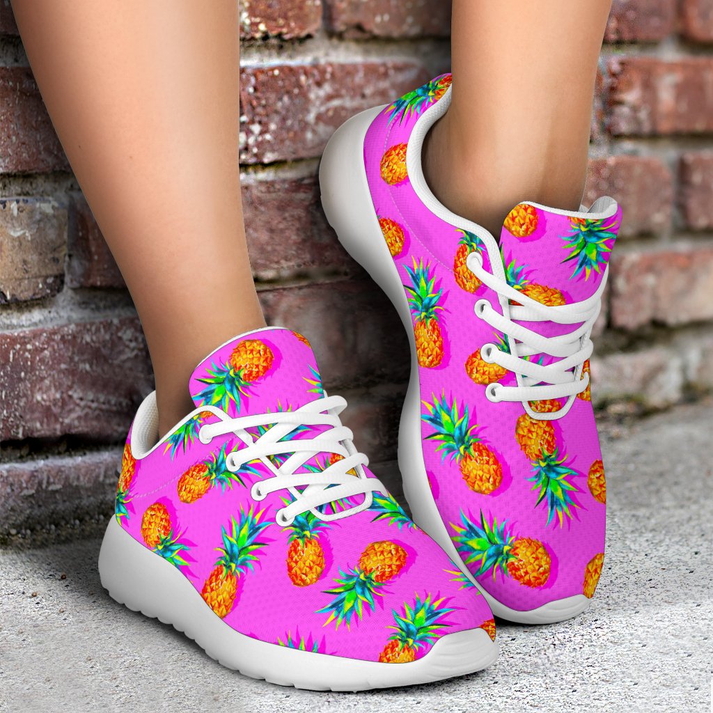 Hot Pink Pineapple Pattern Print Sport Shoes GearFrost