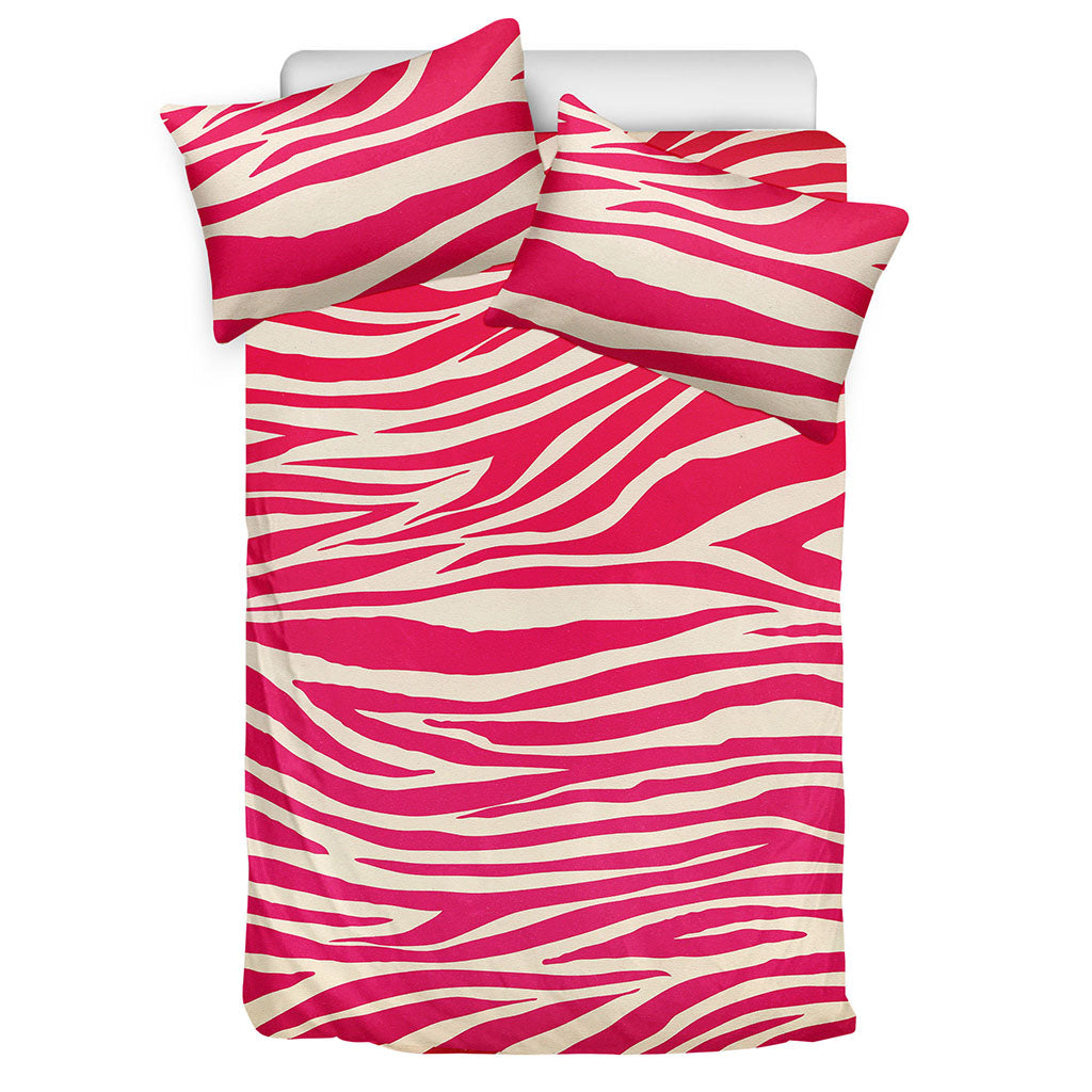 Hot Pink Zebra Pattern Print Duvet Cover Bedding Set