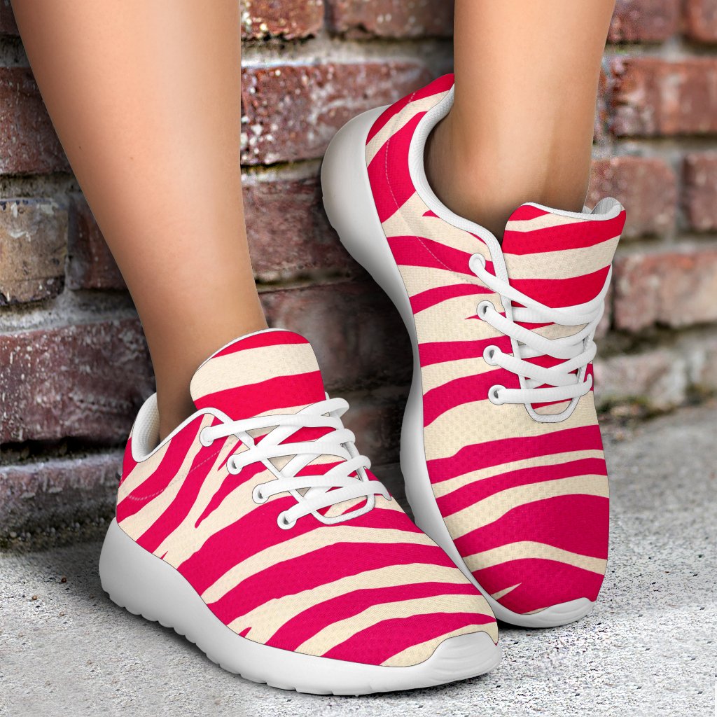 Hot Pink Zebra Pattern Print Sport Shoes GearFrost