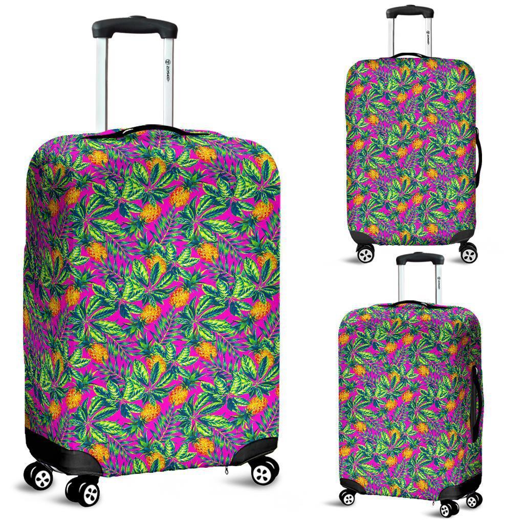 Hot Purple Pineapple Pattern Print Luggage Cover GearFrost