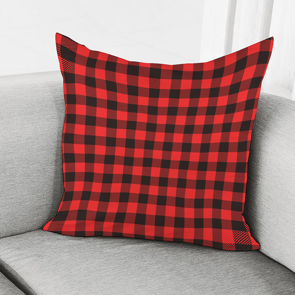 Hot Red Buffalo Plaid Print Pillow Cover
