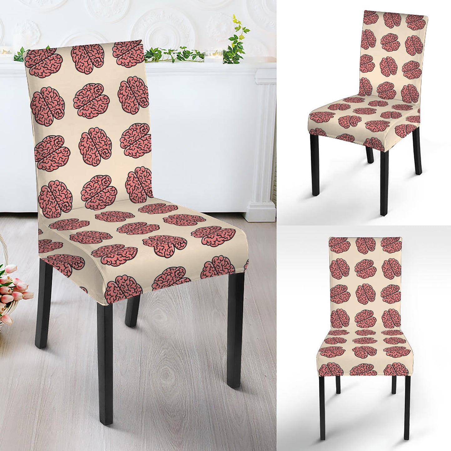 Human Brain Pattern Print Dining Chair Slipcover