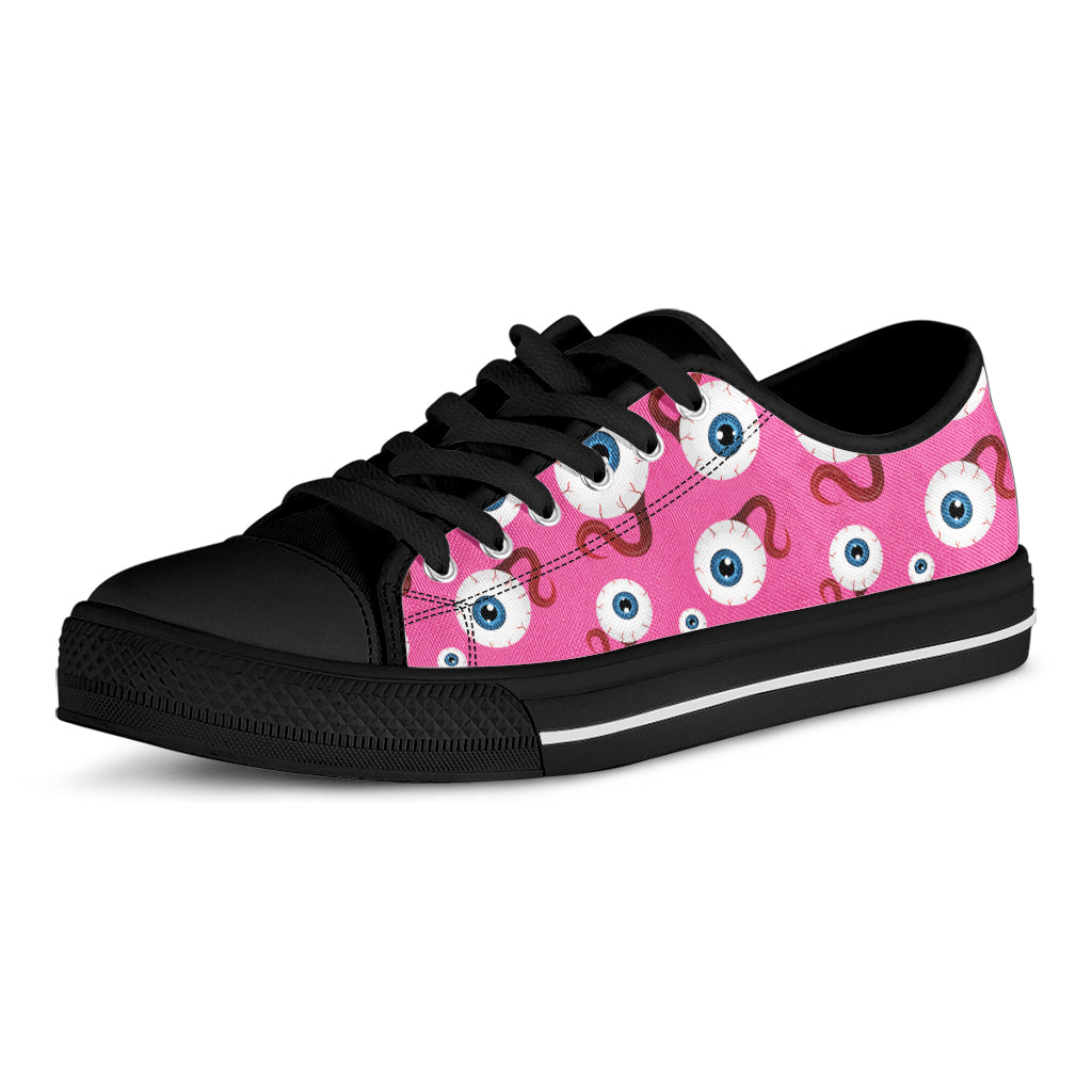Human Eyeball Pattern Print Black Low Top Shoes