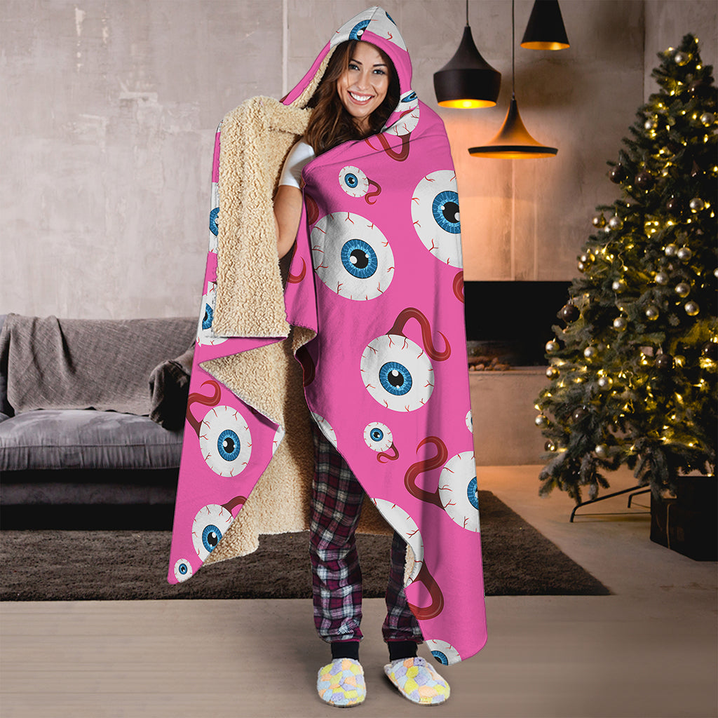 Human Eyeball Pattern Print Hooded Blanket