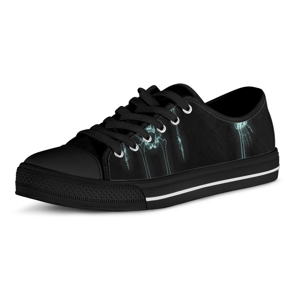 Human Skeleton X-Ray Print Black Low Top Shoes