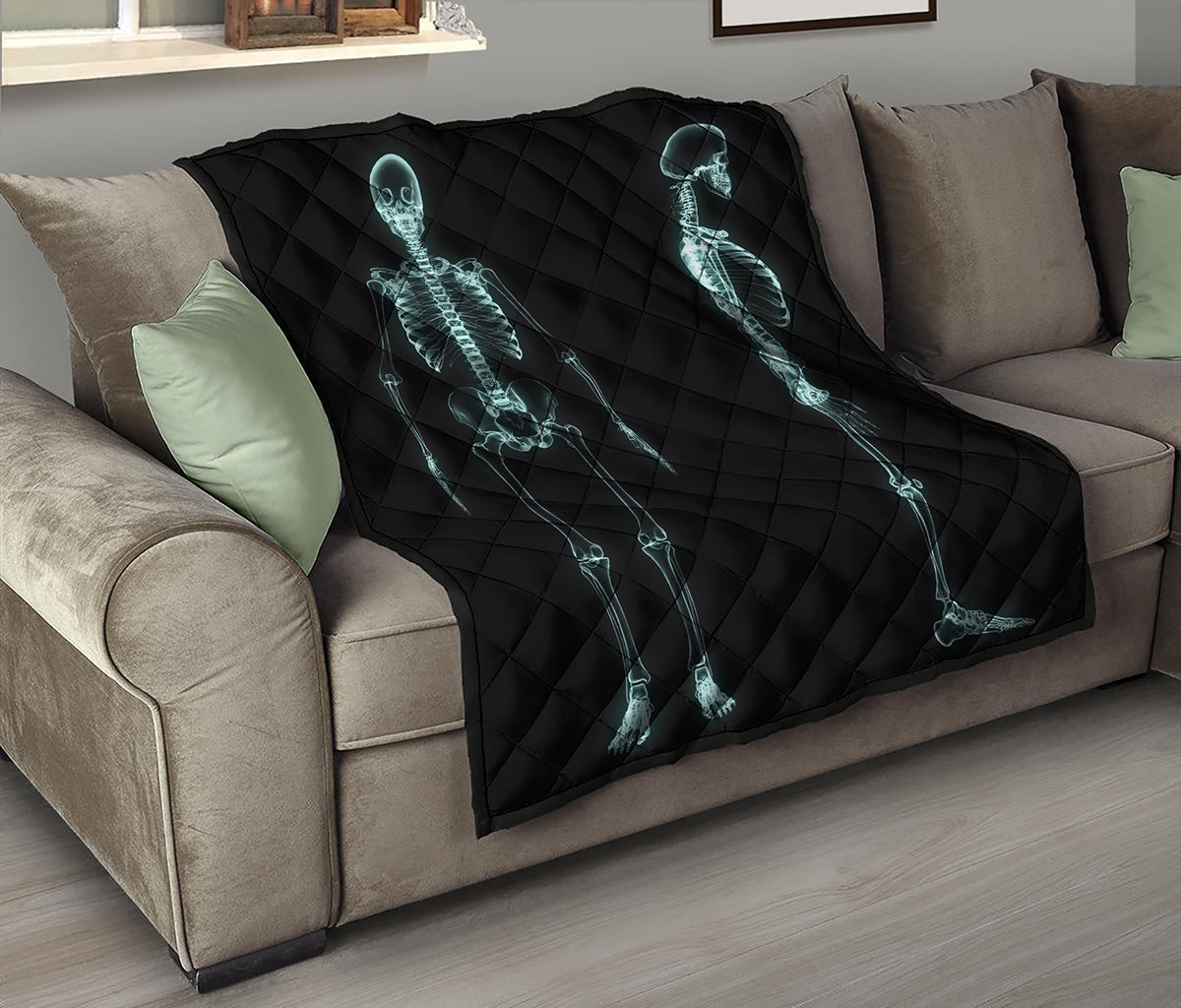 Human Skeleton X-Ray Print Quilt