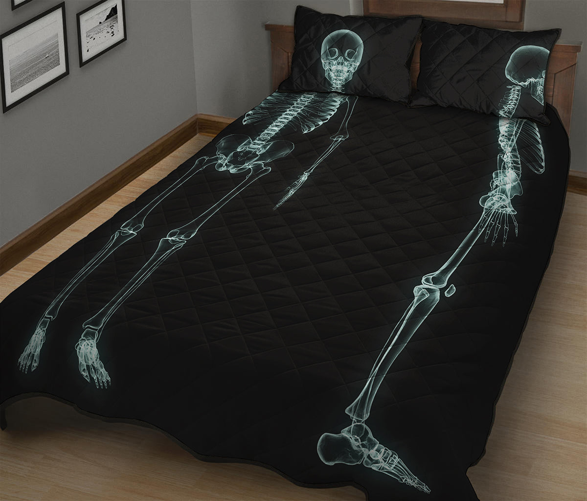 Human Skeleton X-Ray Print Quilt Bed Set
