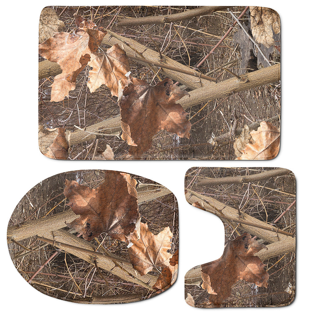 Hunting Camo Pattern Print 3 Piece Bath Mat Set