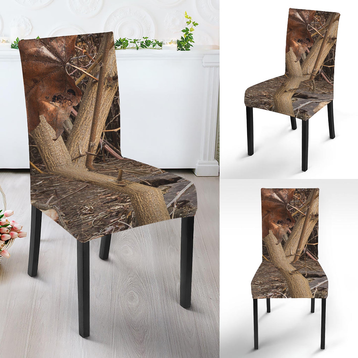 Hunting Camo Pattern Print Dining Chair Slipcover