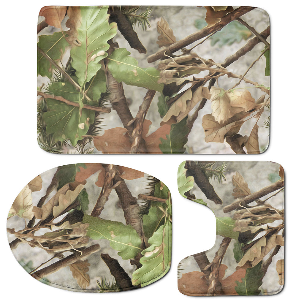 Hunting Camouflage Pattern Print 3 Piece Bath Mat Set