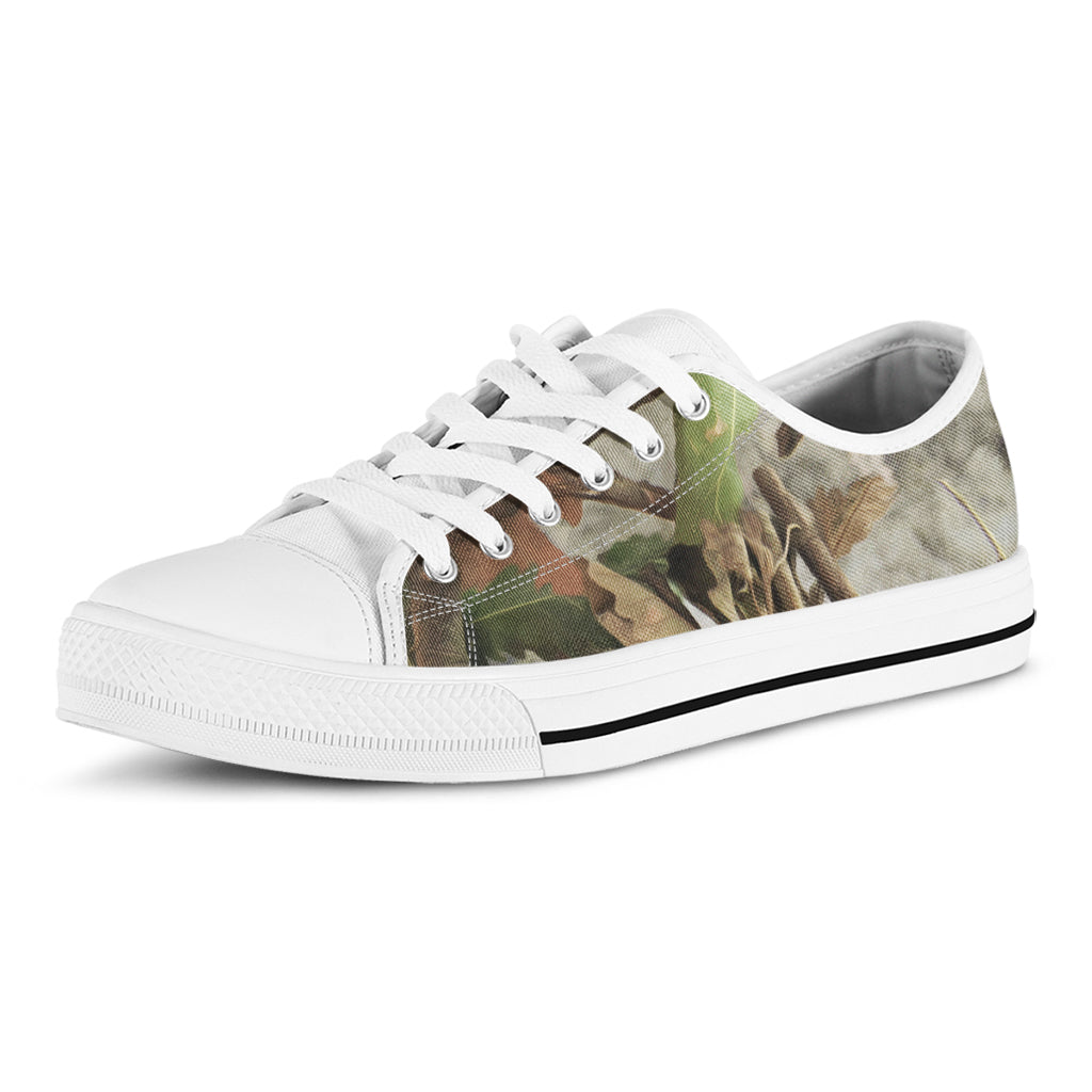 Hunting Camouflage Pattern Print White Low Top Shoes