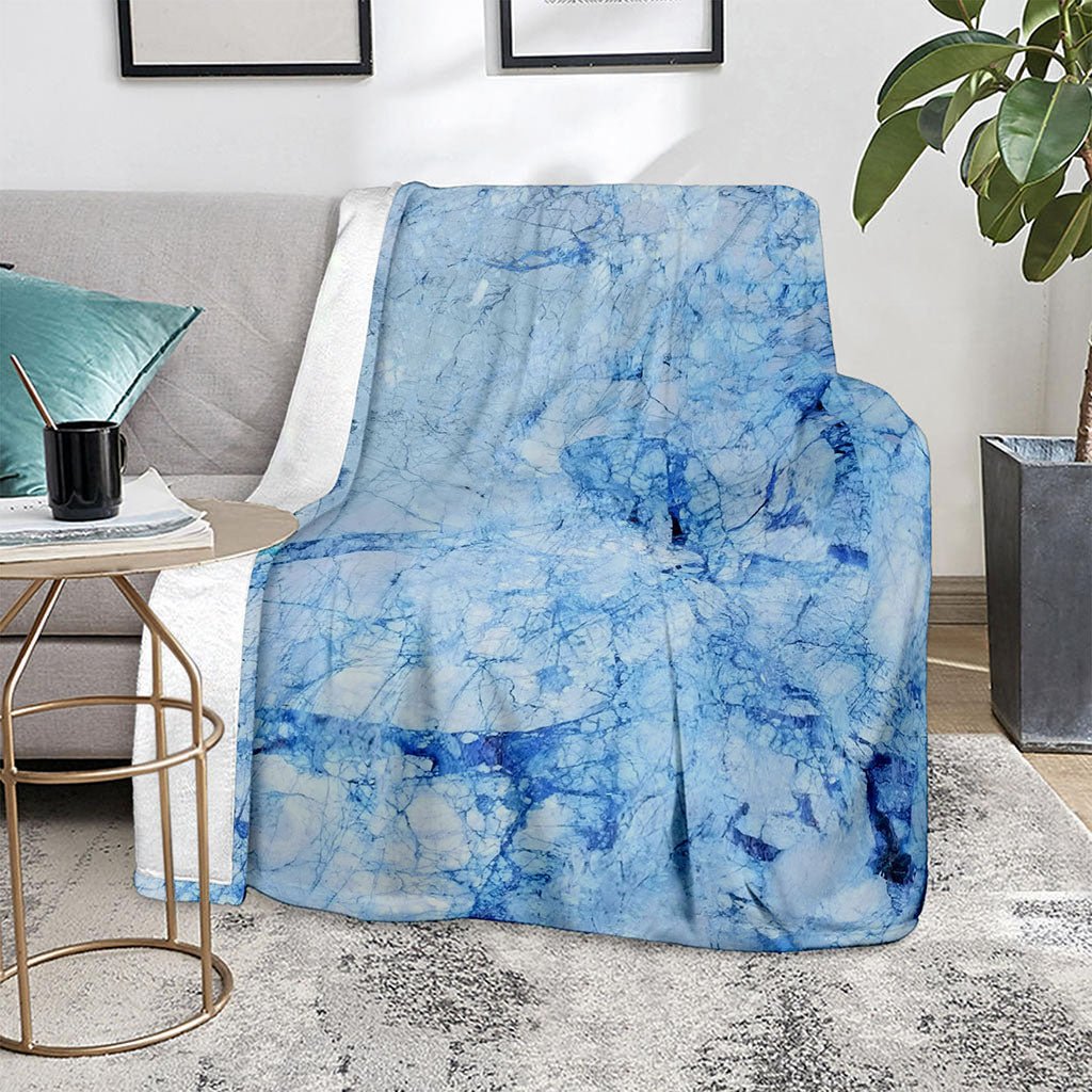 Ice Blue Marble Print Blanket