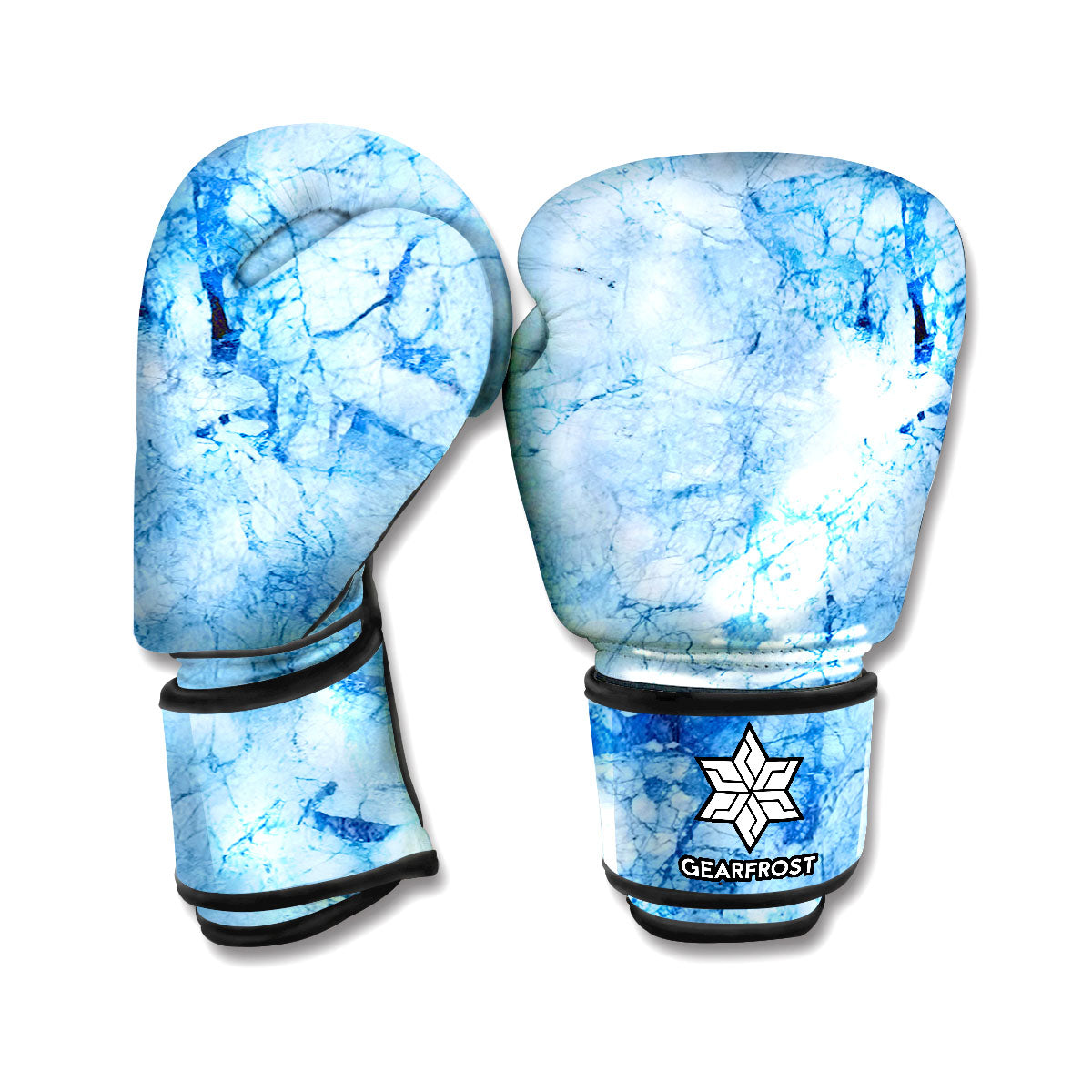 Ice Blue Marble Print Boxing Gloves