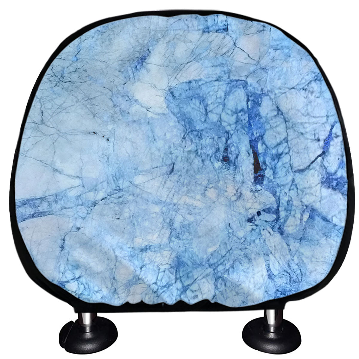 Ice Blue Marble Print Car Headrest Covers