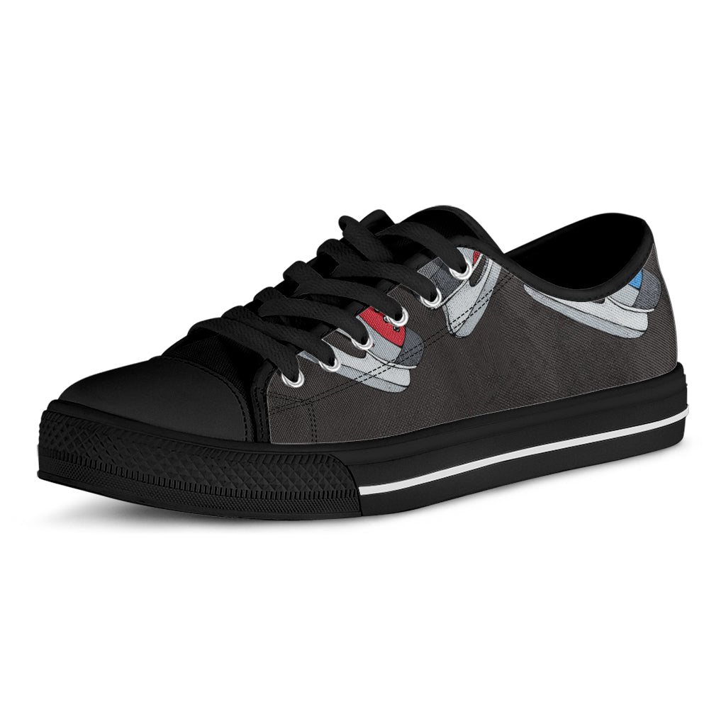 Ice Hockey Skates Print Black Low Top Shoes