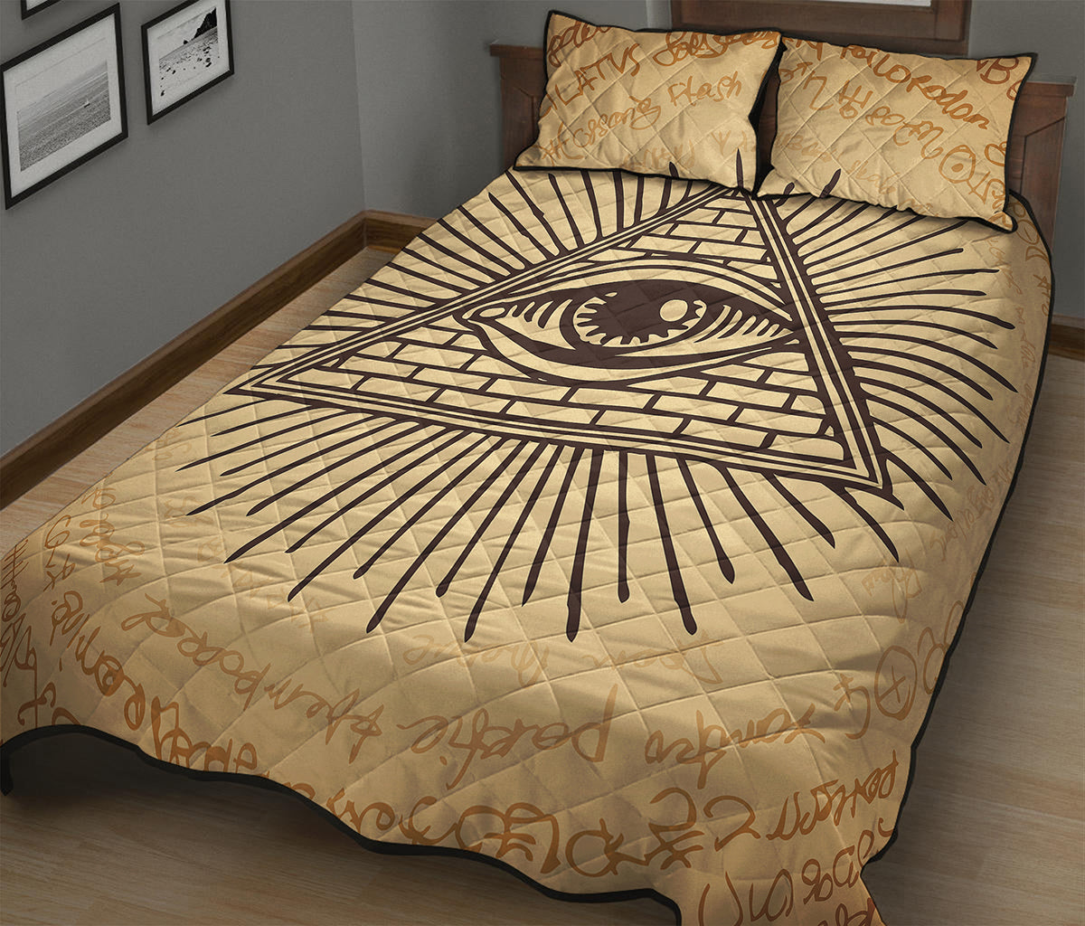 Illuminati Eye Print Quilt Bed Set