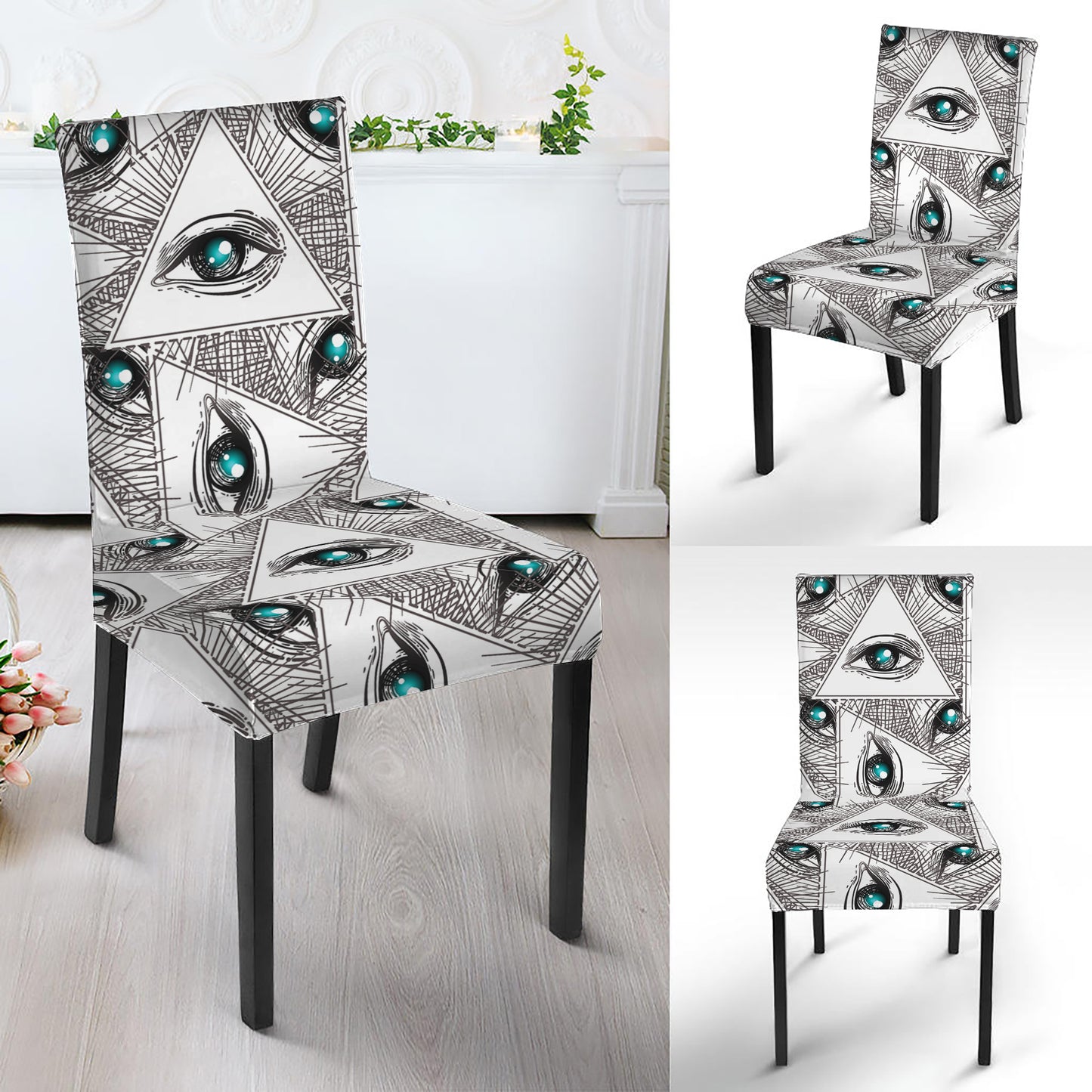 Illuminati Pattern Print Dining Chair Slipcover