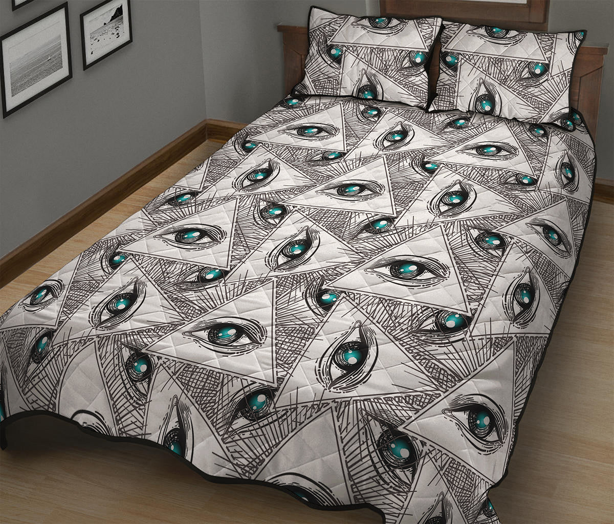 Illuminati Pattern Print Quilt Bed Set