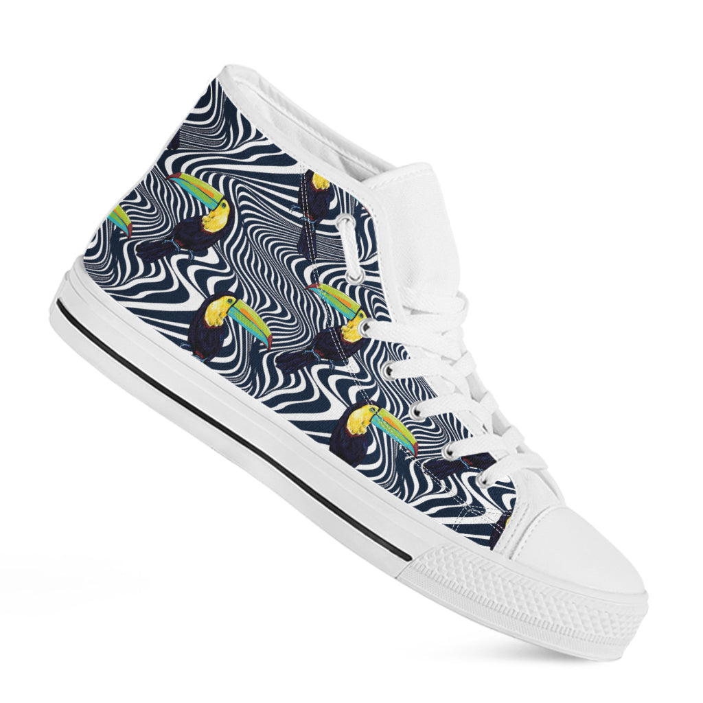 Illusion Toucan Print White High Top Shoes