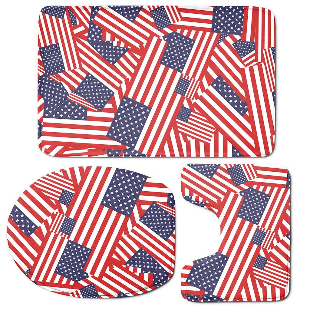 Independence Day USA Flag Pattern Print 3 Piece Bath Mat Set