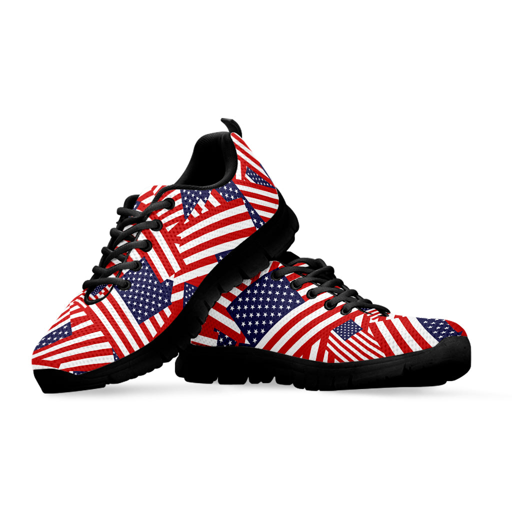 Independence Day USA Flag Pattern Print Black Sneakers